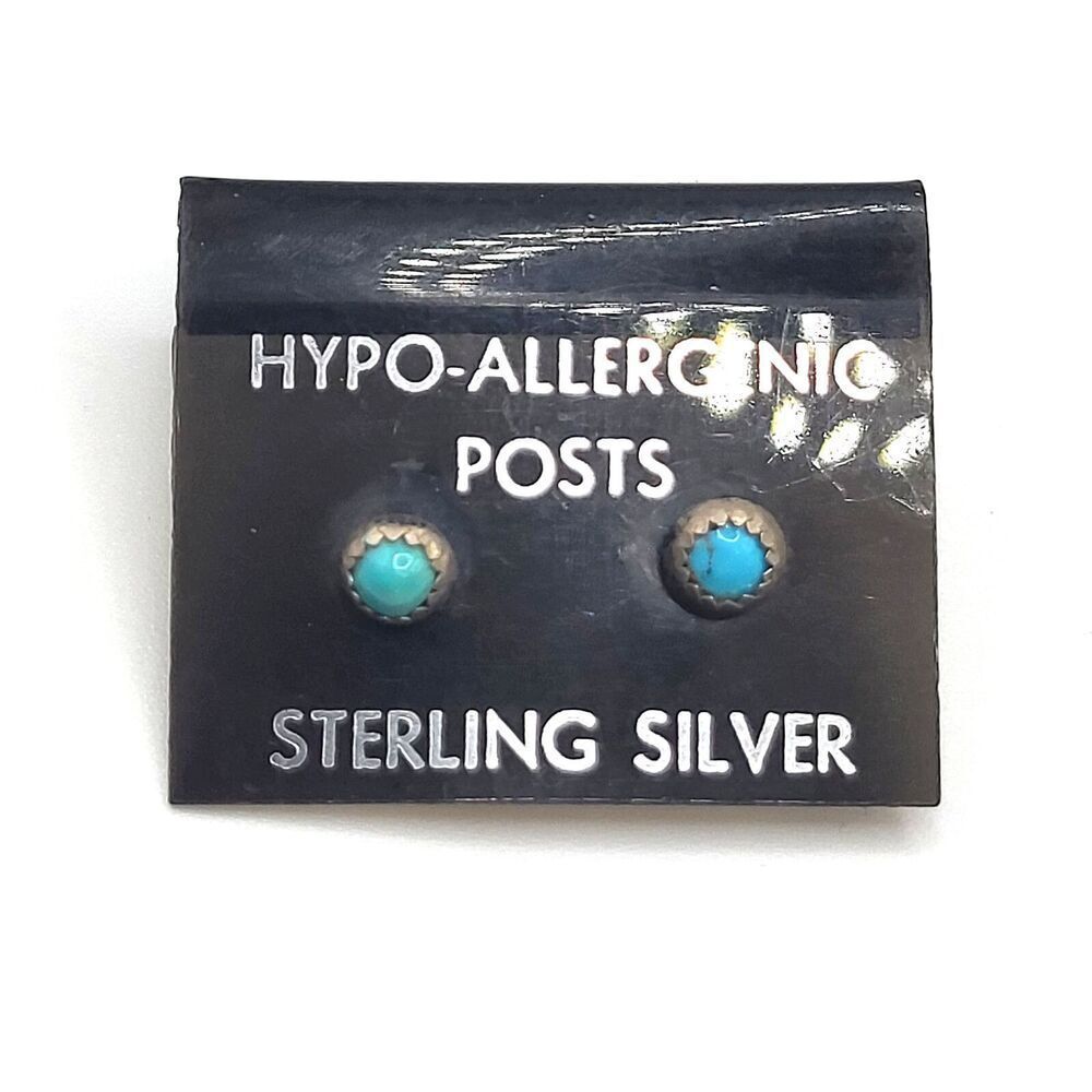 Native Sterling Silver Turquoise Post Earrings 5mm